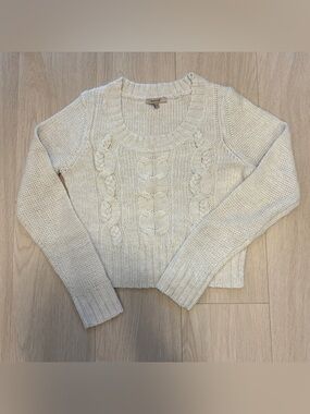 RW&CO. Gray Cable Knit Scoop Neck Sweater